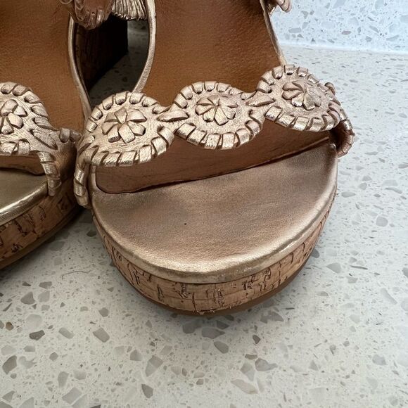 Jack Rogers Gold Strap Wedge Sandals 9.5M - Picture 10 of 10